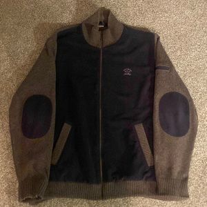 Men’s black and brown zip up